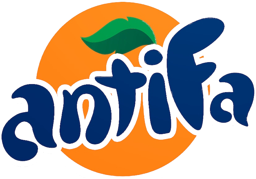 Fanta logo but it says "antifa."